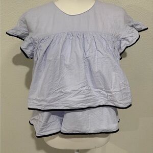 Zara Light Blue Ruffled Blouse